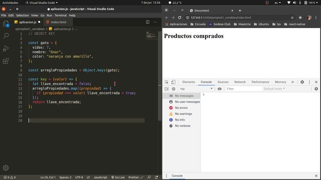 sesión 23 solucion ejercicio object keys en javascript