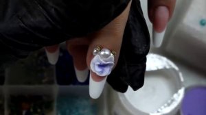 Урок дизайна ногтей/Урок по лепке на ногтях с жемчугом/акриловая лепка на ногтях