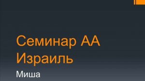 01. Семинар АА. Израиль. Миша.