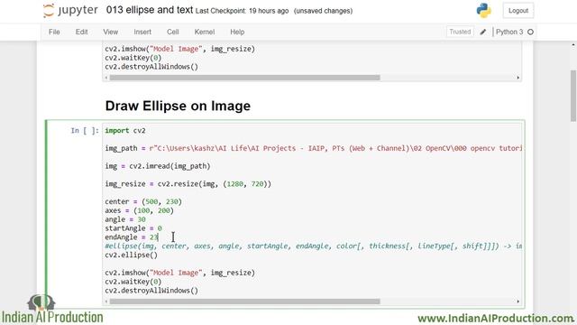 Draw Ellipse On An Image using OpenCV Python | OpenCV Tutorial in Hindi | Computer Vision
