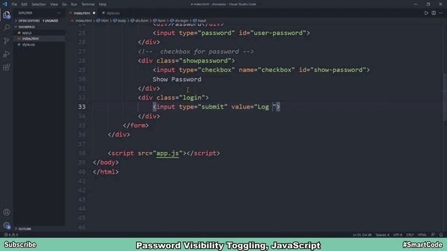 Password Toggle In JavaScript | JavaScript Project For Students | #SmartCode