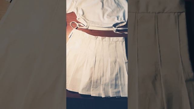 Теннисная юбка с шортиками и кроп-топ на завязках - сшито в ручную ?