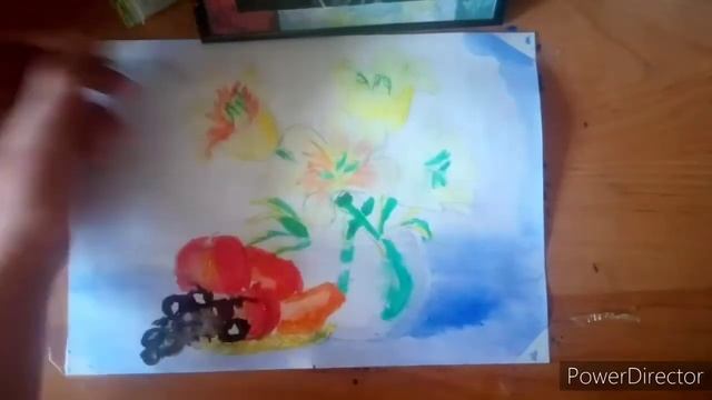 Натюрморт цветы, фрукты. смотреть онлайн