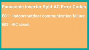 Panasonic Inverter Split AC Error Codes || Error Codes S01 TO S07 AND E01 TO E013 ||