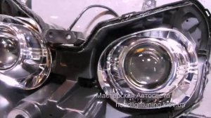 Kawasaki 1400GTR установка светодиодных Bi-LED линз в фары