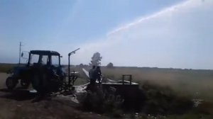 Насос от ВОМ трактора T2-85E и спринклер "Маринер" на спринклерном орошении (струйный полив)