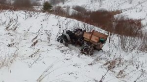 Вездеход переломка по глубокому снегу подъём.