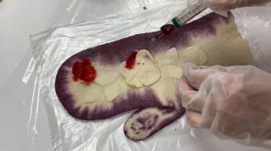 Красим валяные варежки, цветок и волокна шерсти и вискозы КРАСИТЕЛЯМИ DROP.