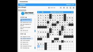 S02E33 USA Today Crossword "It's A Snap!" February 2, 2020