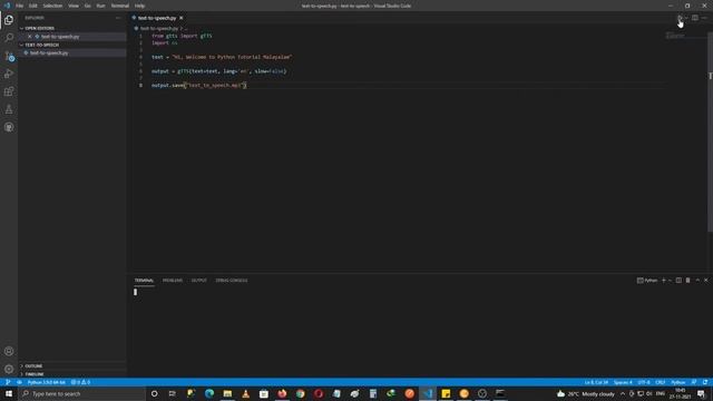 Python Tutorial | Text To Speech | MALAYALAM TUTORIAL