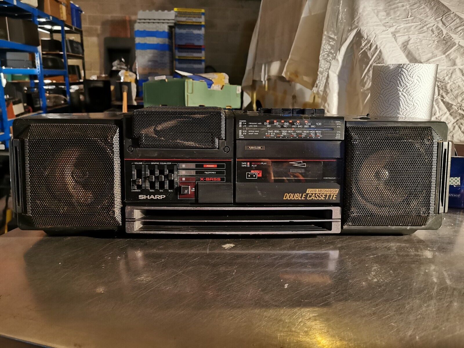 SHARP WQ-T354 Stereo Boombox Dual Tape Deck-Radio-ЯПОНИЯ-1987 ГОД