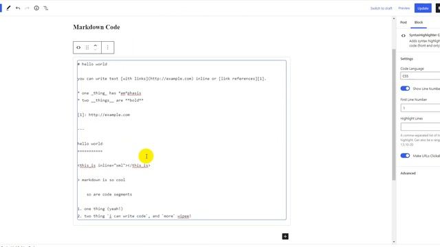 Syntax Highlighter Code Gutenberg Block
