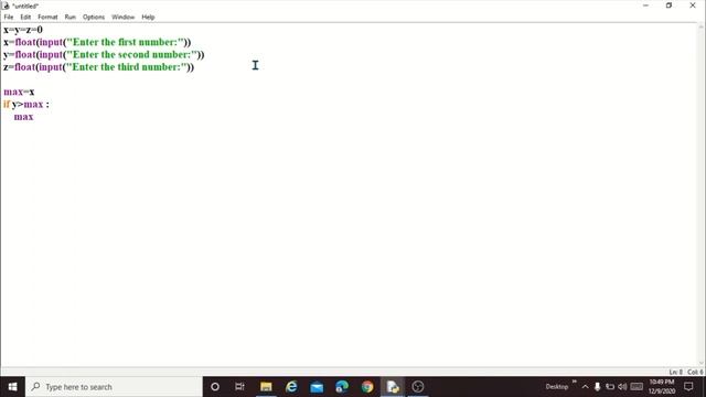 WAP in python to accept 3 integers and print the largest of the three. Make use of only if statemen