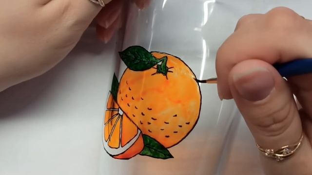 Витражная роспись на стакане "Апельсин" смотреть онлайн