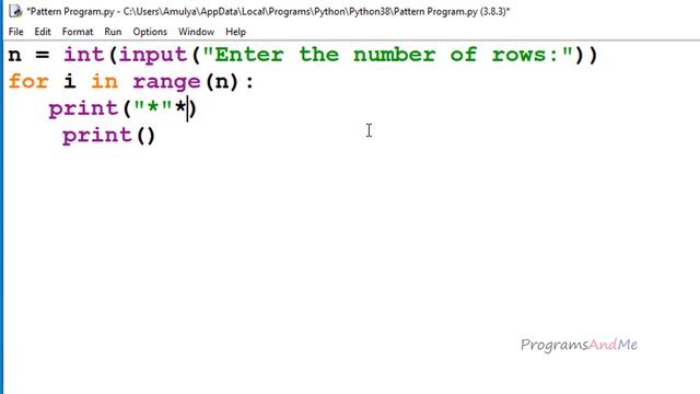 Printing Stars "*" in Right Triangle Shape | Python Pattern Program | String Multiplication