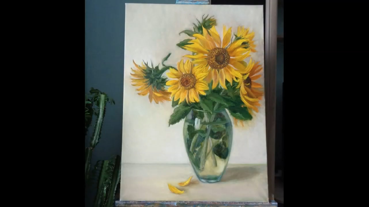 Как нарисовать подсолнухи маслом для начинающих Окси лайт арт. Полную версию смотрите по ссылке! смотреть онлайн