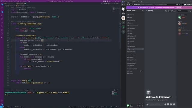 How to create a !giveaway in your discord server with #python #discordpy