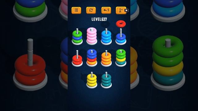 Hoop Sort Puzzle - Color Ring Stack Sorting Game Level 637 Solution