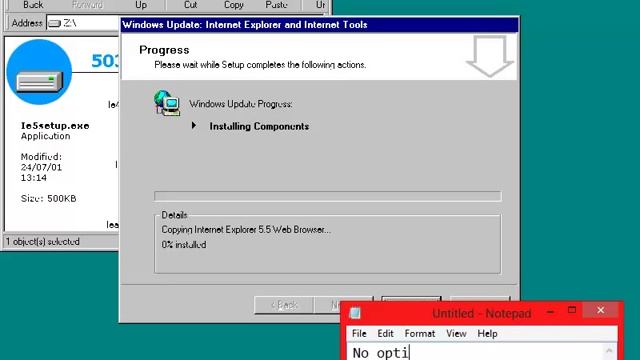 Installing Internet Explorer 5.5 SP2 on Windows 95 OSR 2.5