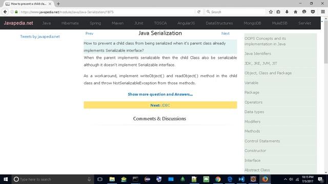 Prevent a child class from serialize when it's parent implements Serializable?
| javapedia.net смотреть онлайн