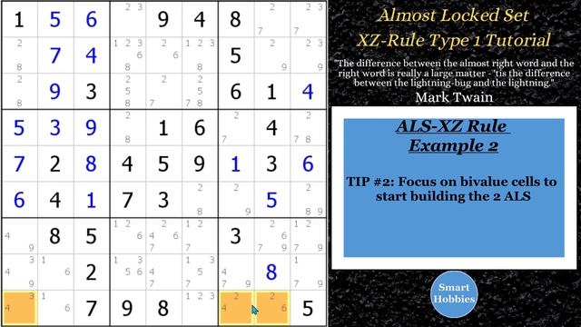 Almost Locked Set XZ Rule Type 1 – Sudoku Extreme Tutorial 2 Part 2