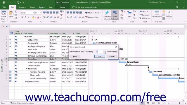 Project 2016 Tutorial Moving and Rescheduling Tasks Microsoft Training смотреть онлайн