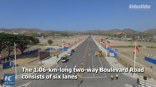 Aerial view of China-led construction projects in Papua New Guinea смотреть онлайн