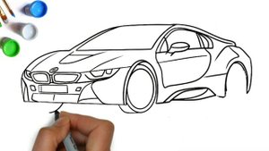 Как нарисовать машину электрокар BMW i8 красивый рисунок автомобиля бмв анимация рисования для дете