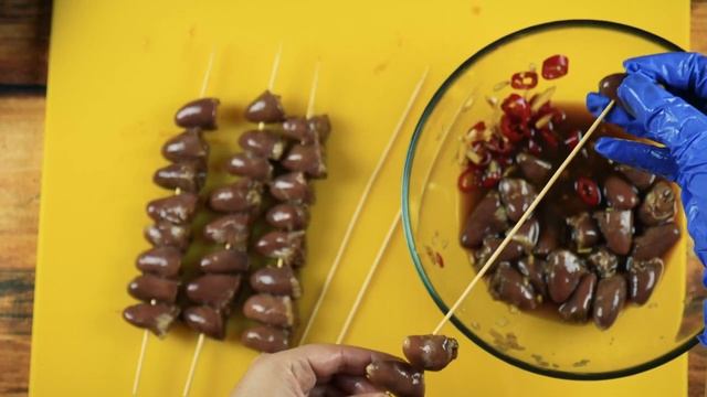 Шашлычки из куриных сердечек / Шашлычки рецепт / Куриные сердечки рецепт / Шашлычки в духовке /