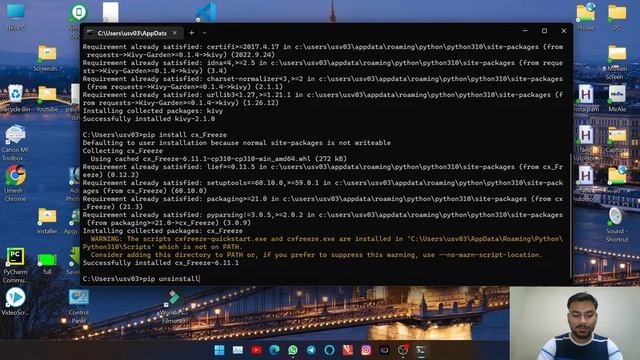 how to install cx_freeze, kivy in hindi, and  solve the error python32@\Scripts'  not on the path,