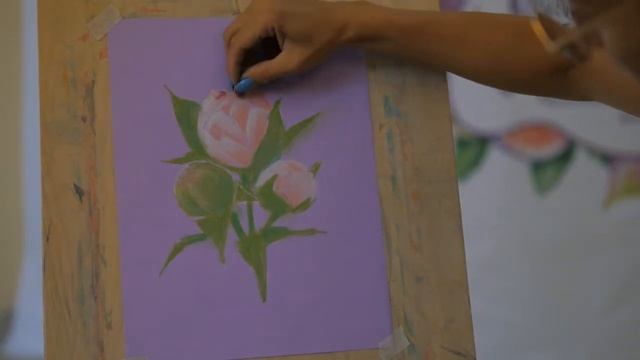 Пастель для начинающих | Поэтапный рисунок цветов: Пион смотреть онлайн
