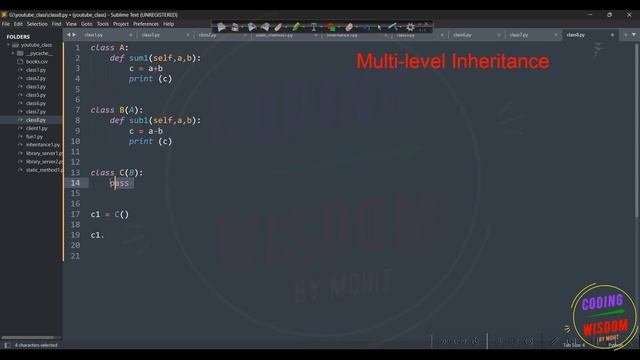 Multilevel Inheritance in Python in Hindi | Learn Python programming : 13  #python #class