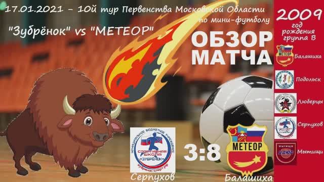 ОБЗОР 3:8 (0:5) Зубрёнок Серпухов VS Метеор Балашиха 2009 г.р. Первенство Области-2020/21 (17.01.21)