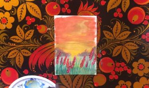 Как нарисовать закат гуашью // Закрашиваю старый рисунок