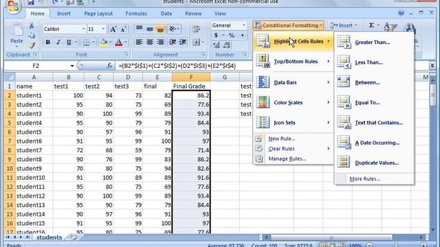 Excel 2007 Tutorial 6 - Intro to Conditional formatting смотреть онлайн