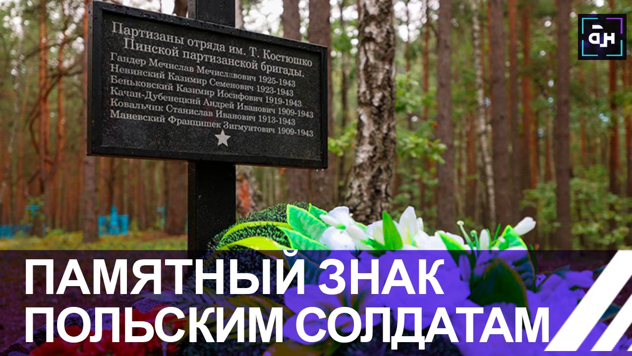 Памятник польским партизанам установили в урочище Вощин Брестской области. Панорама