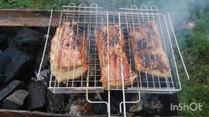 Свенная грудинка на мангале, маринованные груднинки