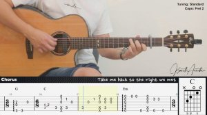 The Night We Met - Lord Huron | Fingerstyle Guitar | TAB + Chords + Lyrics