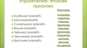 Пример работы на лексическую тему "Ягоды"