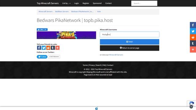 How to vote for PikaNetwork Minecraft Server - 1