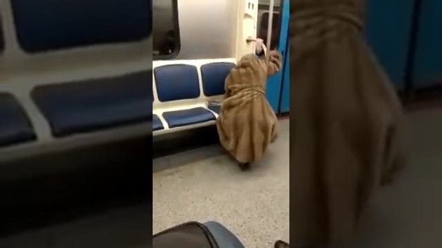 Пьяная в метро