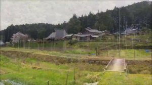 Японская деревня и сакура