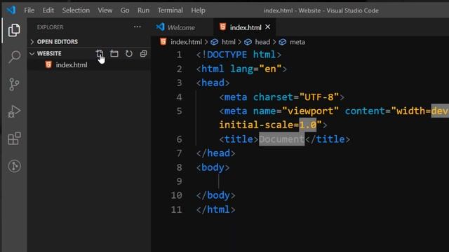 Visual Studio Code HTML setup - HTML starter code template | Keyboard Shortcut for HTML base code
