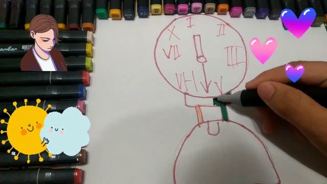 как можно нарисовать часы | Drawing for children o'clock time смотреть онлайн