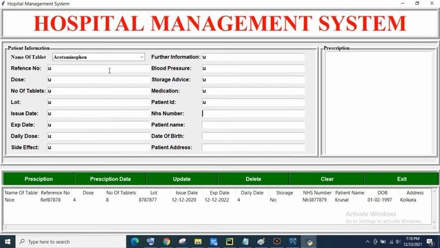 FULL CODE   Hospital management system project in python with database  Mini project  Tkinter