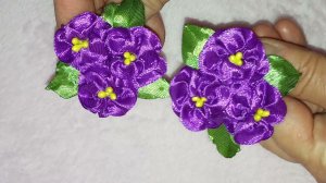 Бантики-фиалки из атласных лент