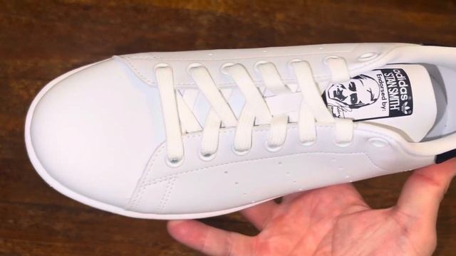 Adidas Stan Smith White Collegiate Navy Blue Shoes смотреть онлайн