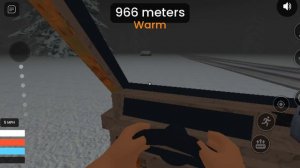 Играем в roblox едет на машине по снежной дороги.