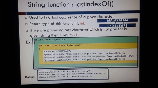 String functions in Java| indexOf() | lastIndexOf()| charAt ()|length ()| replace()|substring ()