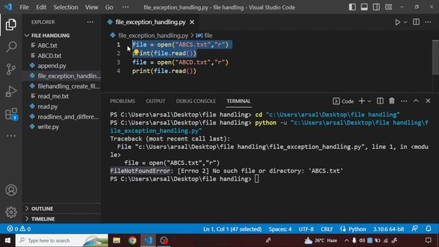 file exception handling in python | What is exception file handling?  | file handling |#learnpython